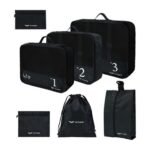 Zestaw organizerów do walizki Wings, 7 szt., czarne