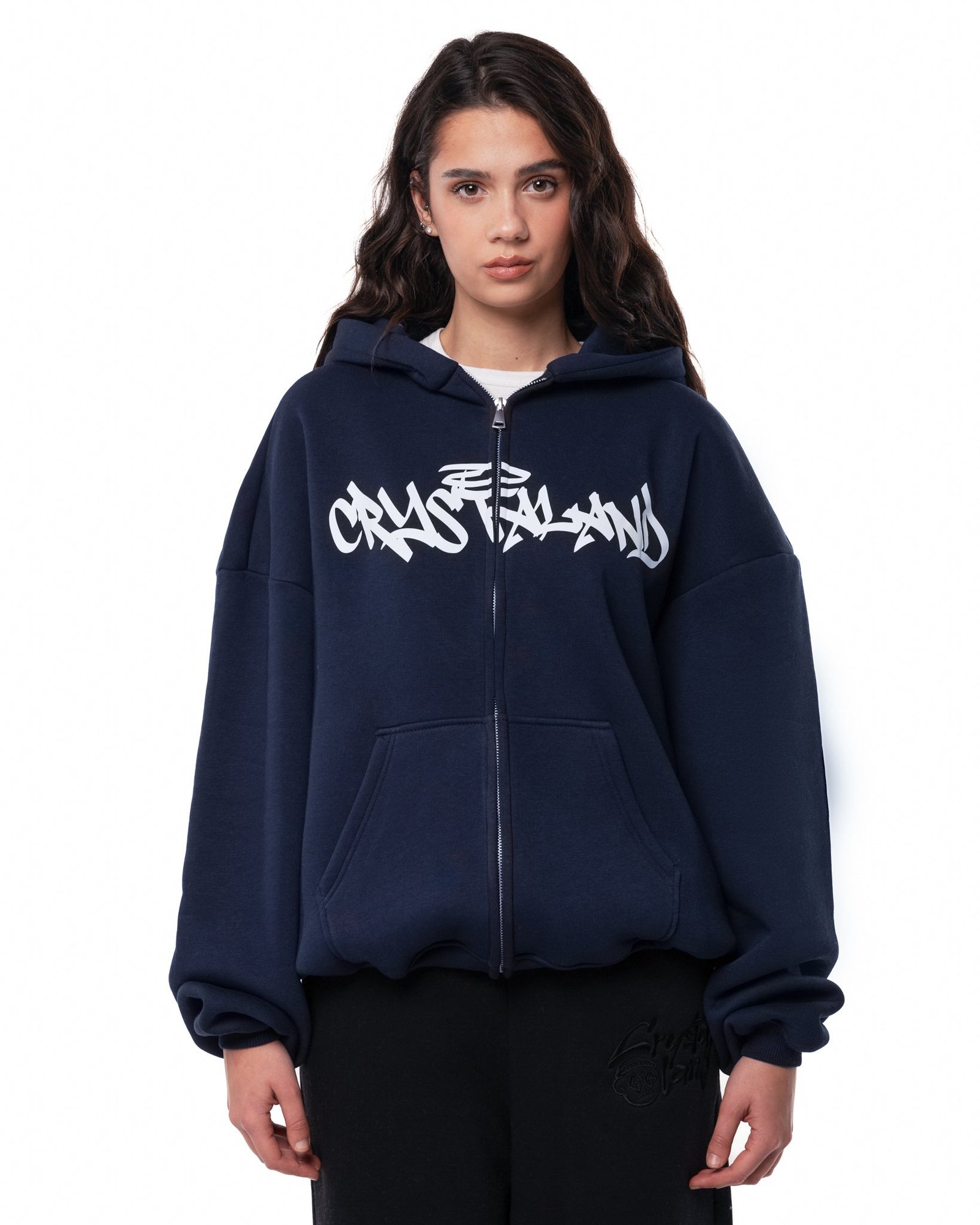Crystaland_-_Studio_Sesja_-115 CRYSTALAND DARK NAVY ZIP UP HOODIE - obrazek 1