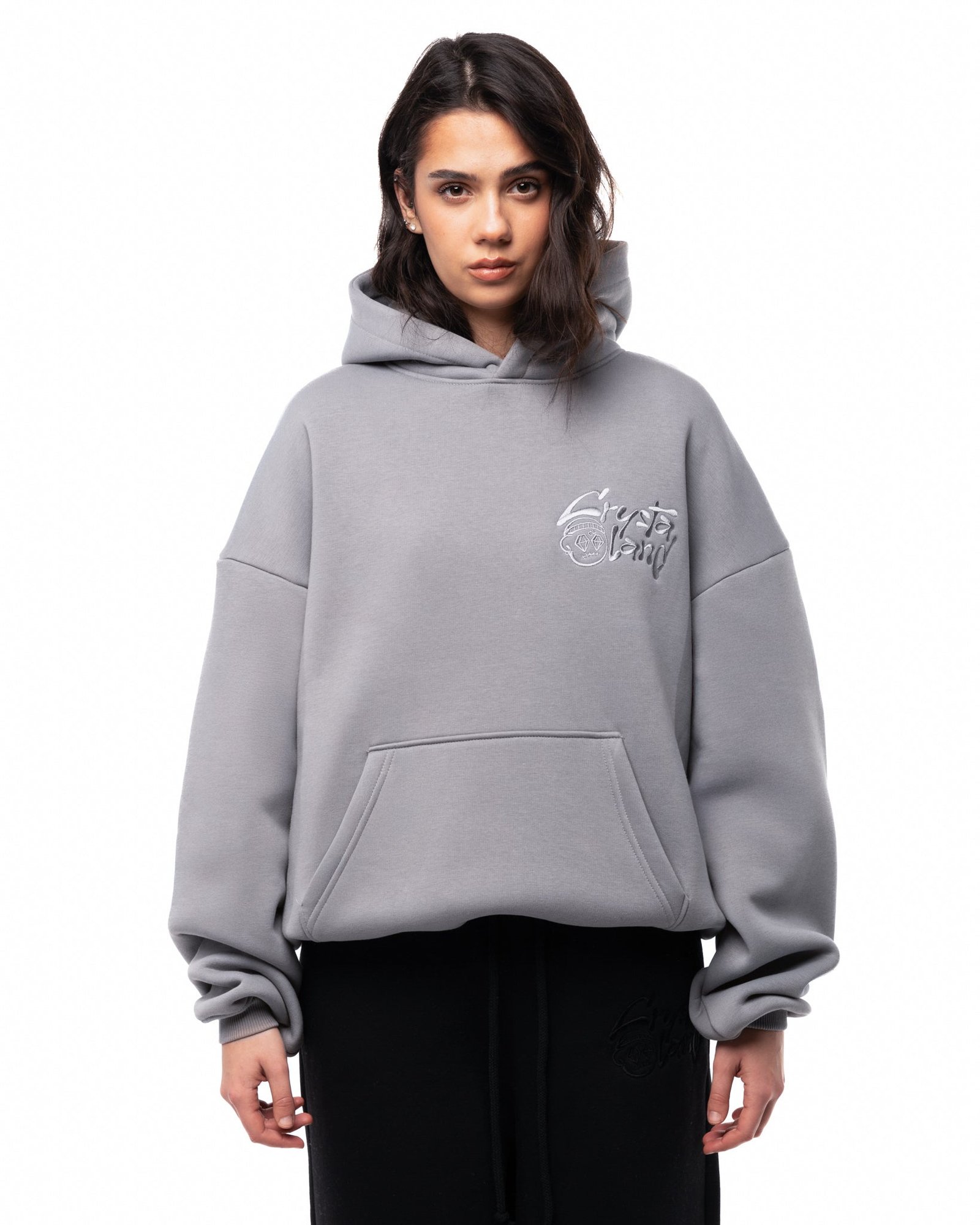 Crystaland_-_Studio_Sesja_-123 CRYSTALAND BASIC SILVER GREY HOODIE - obrazek 1
