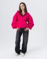 CRYSTALAND ESSENTIAL HOT PINK ZIP HOODIE - obrazek 2