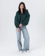 CRYSTALAND ESSENTIAL FOREST GREEN ZIP HOODIE - obrazek 2