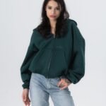 CRYSTALAND ESSENTIAL FOREST GREEN ZIP HOODIE