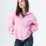 CRYSTALAND ESSENTIAL BABY PINK ZIP HOODIE
