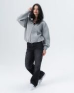 CRYSTALAND ESSENTIAL GREY ZIP HOODIE - obrazek 3