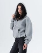 CRYSTALAND ESSENTIAL GREY ZIP HOODIE - obrazek 2