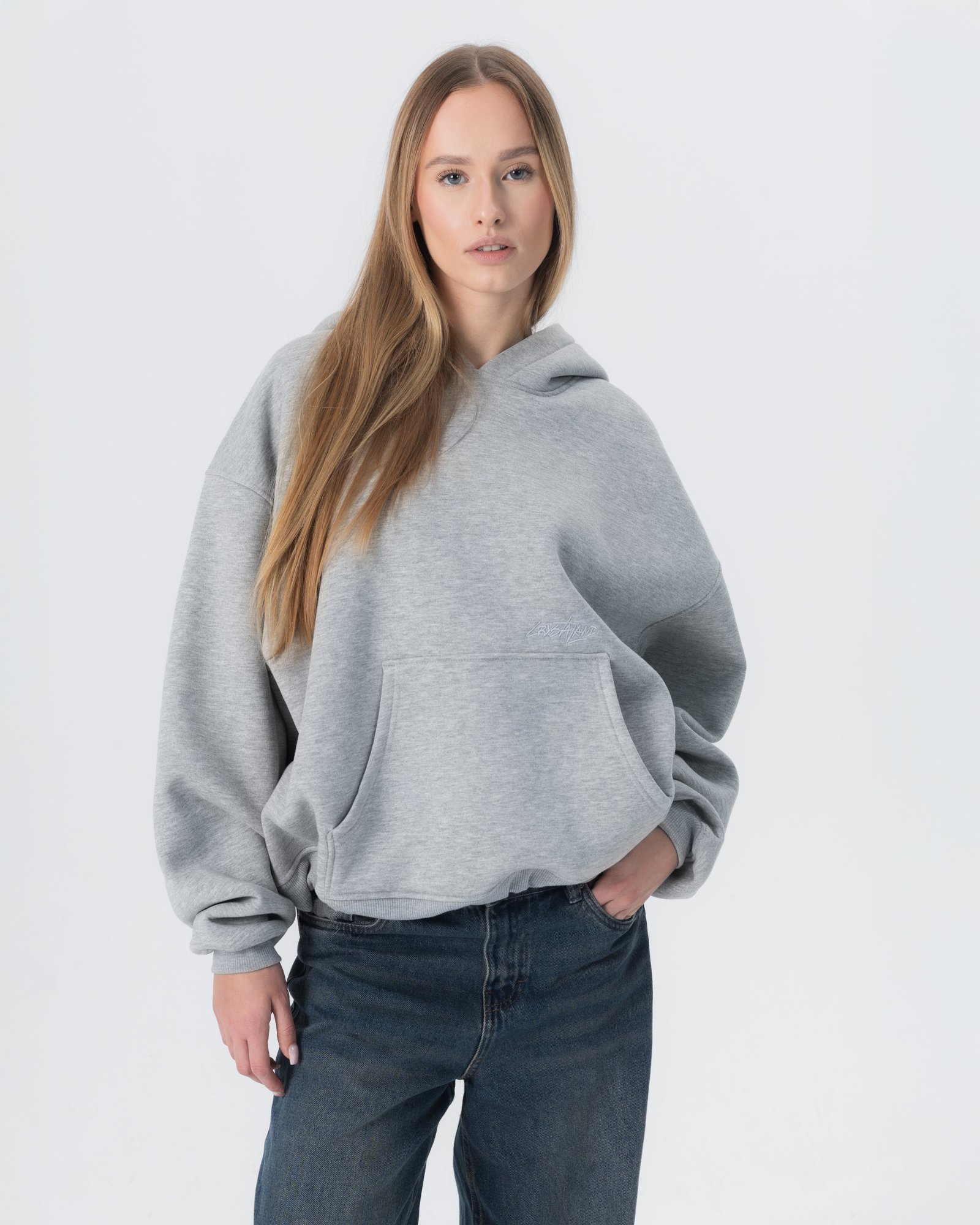 Crystalandexport-025 CRYSTALAND ESSENTIAL GREY HOODIE - obrazek 1