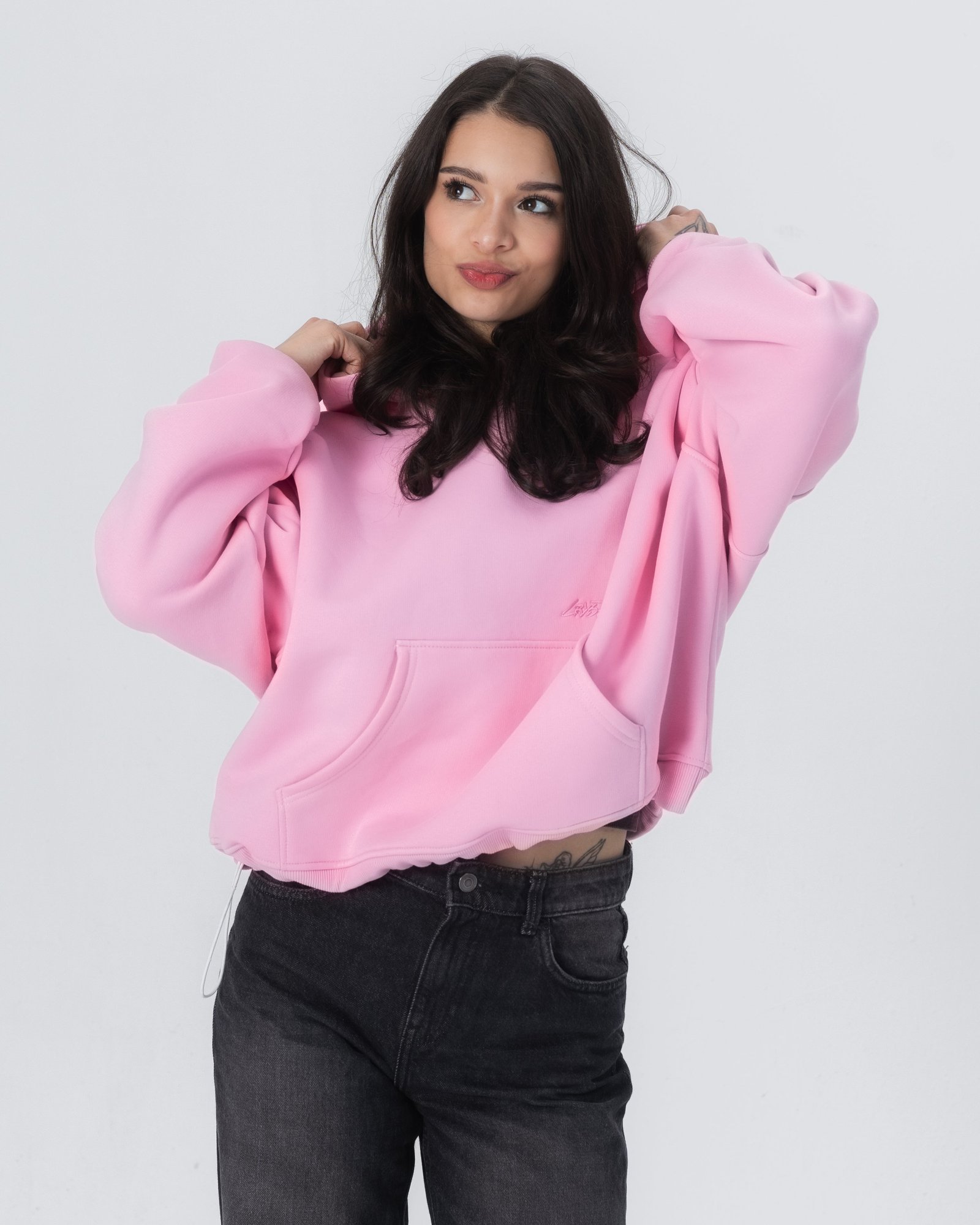 Crystalandexport-073 CRYSTALAND ESSENTIAL BABY PINK HOODIE - obrazek 1