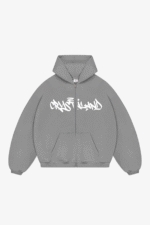 CRYSTALAND SILVER GREY ZIP UP HOODIE - obrazek 3